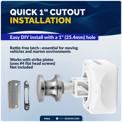 Keyless Push Button Latch, Stainless Steel - FO92 - Five Oceans