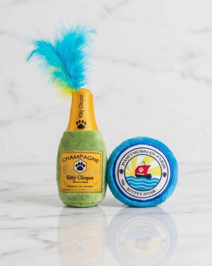 Kitty Clicquot (Bottle & Caviar) Cat Toy Set - 2 Pc