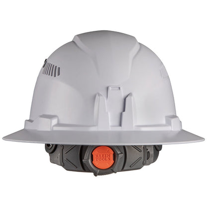Klein Hard Hat, Vented, Full Brim with Headlamp, White (Discontinued)