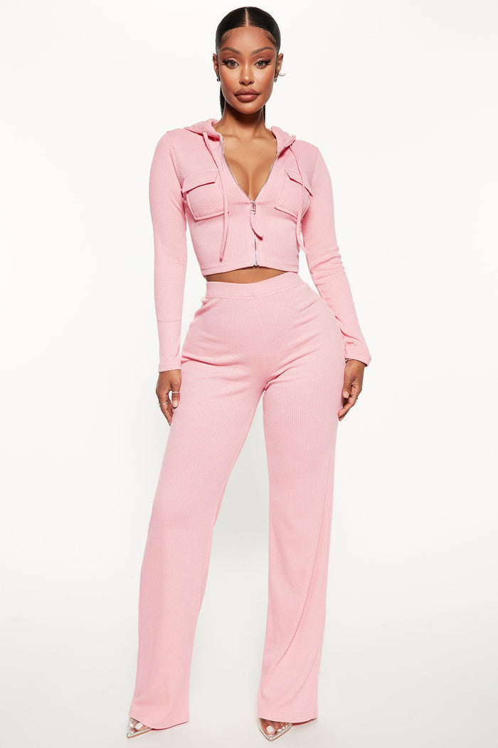 Knitted Hooded Cardigan Casual Loose Trousers Sports Two Piece Set