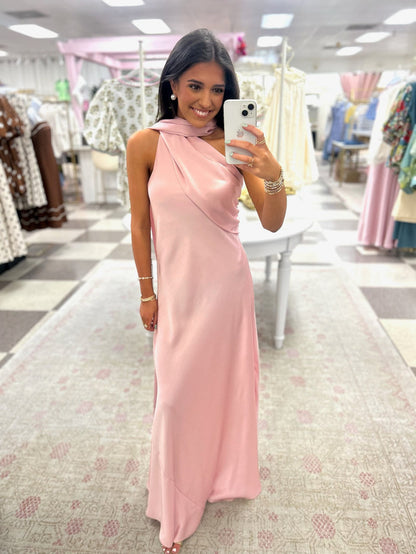 Lala Pink Silk Maxi Dress