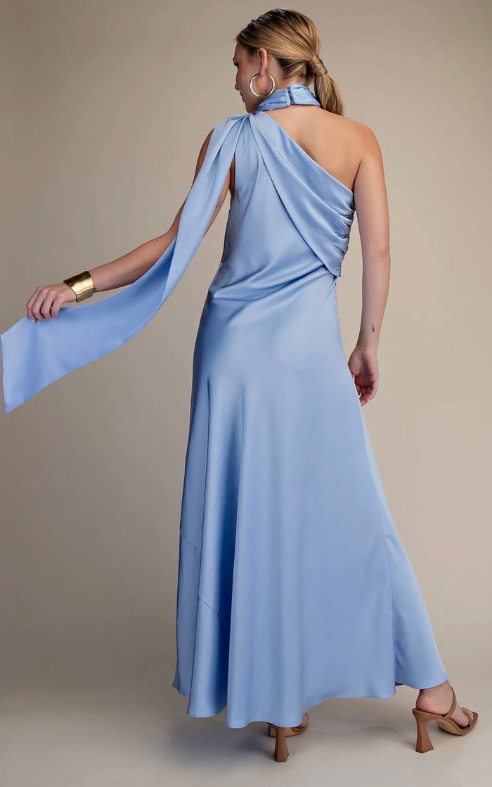 Lala Silk Maxi Dress (Blue)