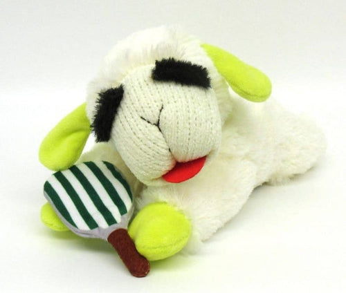 Multipet Dog Toys Lamb Chop Pickleball Plush Squeaky Dog Toy - 10.5"