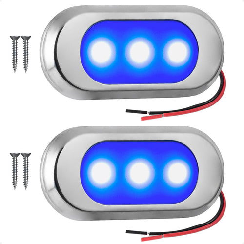 LED Surface-Mount Ultra-Flat Courtesy Light - Oculus Style, Blue, 12V, 2-Pack