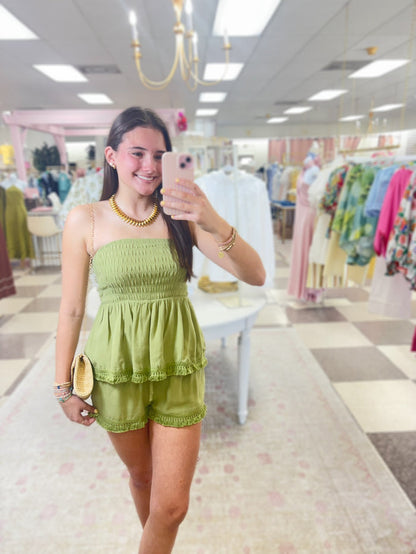 Lets Get Away Top/Short Set (Matcha)