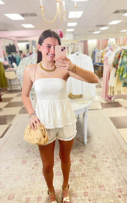 Lets Getaway Top/Short Set (White)