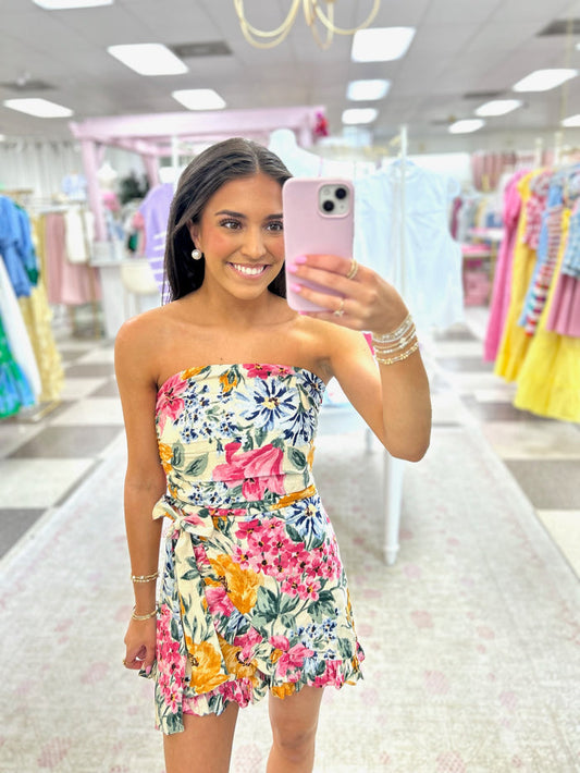 Lettie Floral Strapless Romper