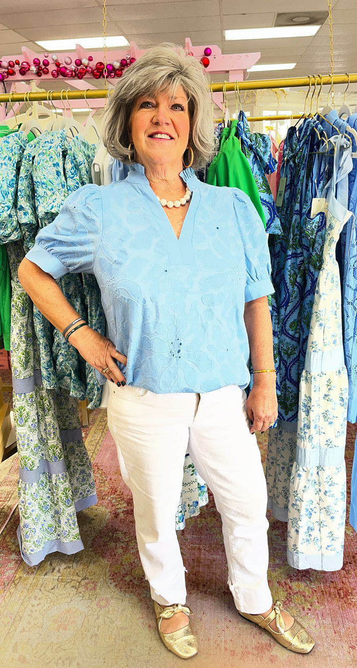 Light Blue Bloom Top