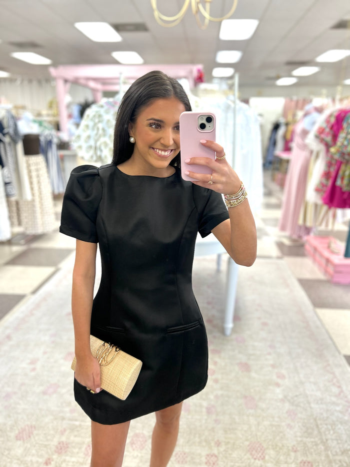 Little Black Satin Mini Dress