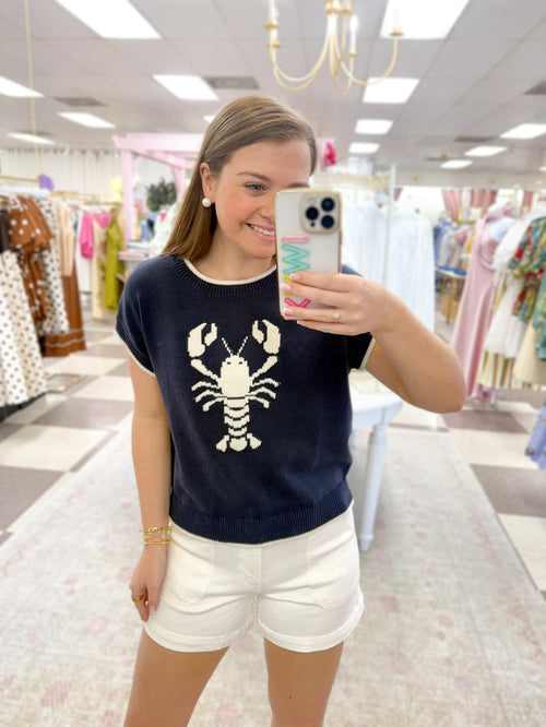 Little Pincher Sleeveless Sweater (Navy/White)
