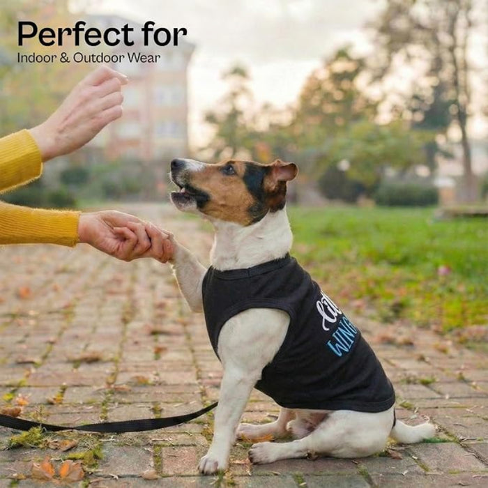 Little Wingman Black Embroidered Dog Tee