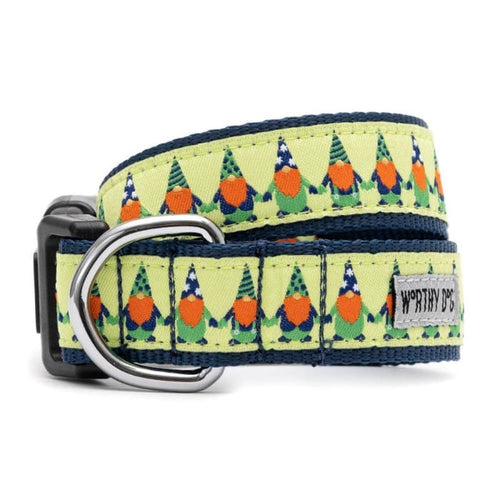 The Worthy Dog Collars XS Luck 'O the Irish Gnome Holiday Festive Green Dog Collar