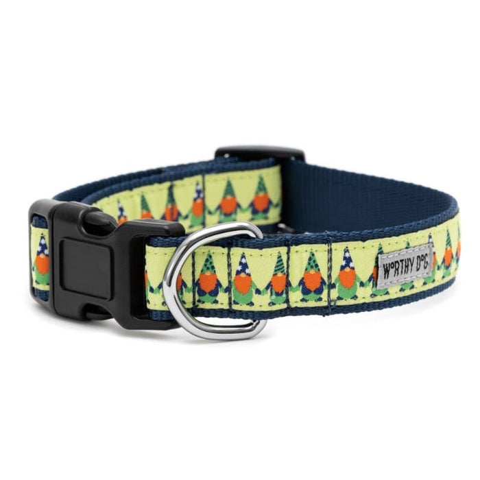 The Worthy Dog Collars Luck 'O the Irish Gnome Holiday Festive Green Dog Collar