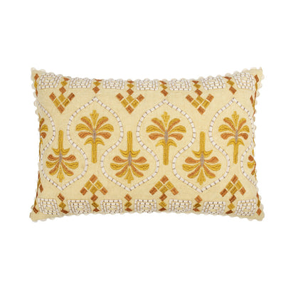 Luma Tile Embroidered Cushion Gold 60x40cm