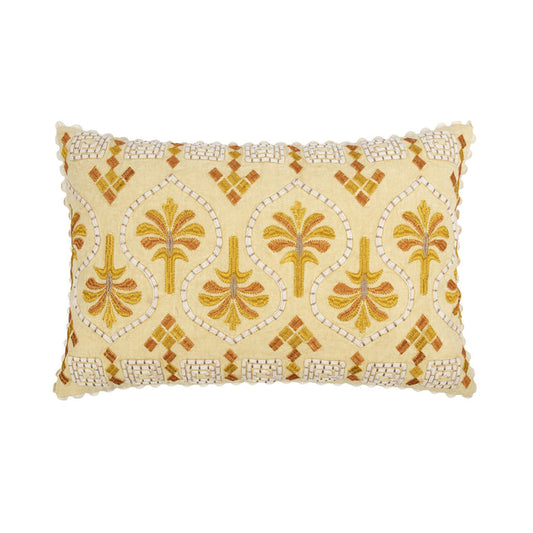 Luma Tile Embroidered Cushion Gold 60x40cm