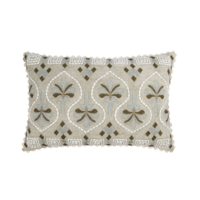 Luma Tile Embroidered Cushion Sage 60x40cm