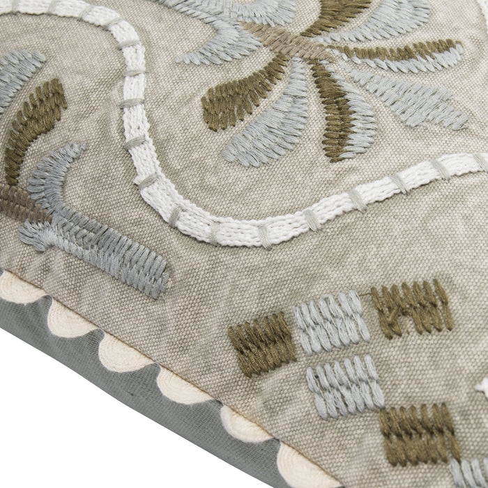 Luma Tile Embroidered Cushion Sage 60x40cm