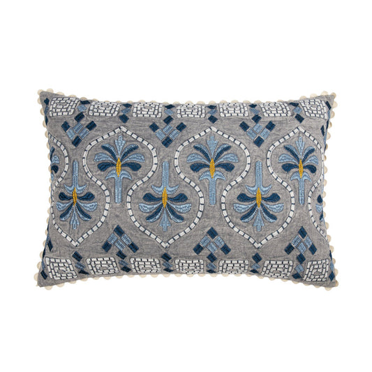 Luma Tile Embroidered Cushion Sky Blue 60x40cm