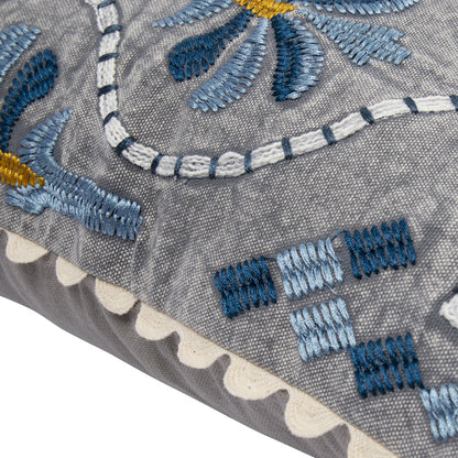 Luma Tile Embroidered Cushion Sky Blue 60x40cm
