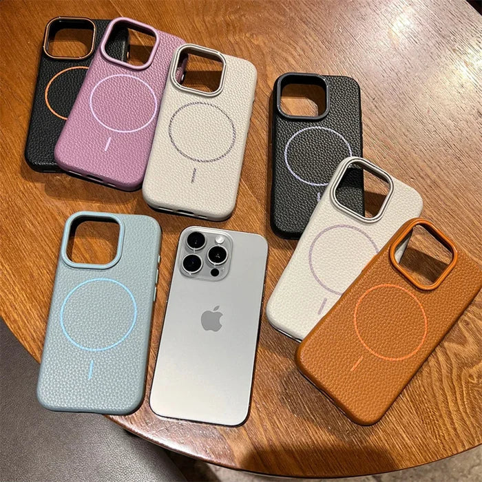 Assorted leather iPhone cases.