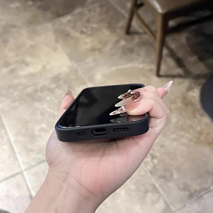 Black-cased smartphone.