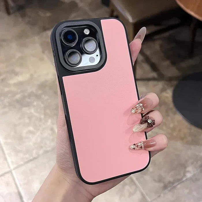 Pink and black phone case.