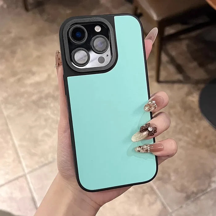 Mint green and black phone case.