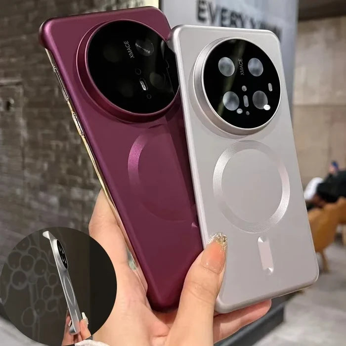 Two smartphone cases with circular camera modules.