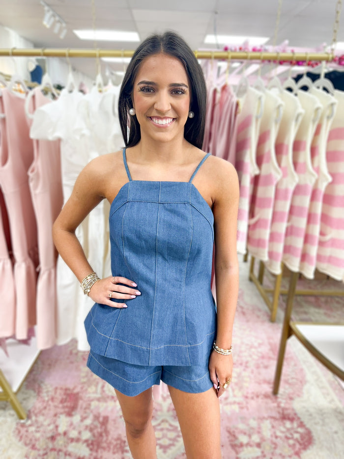Madeline High Neck Denim Set