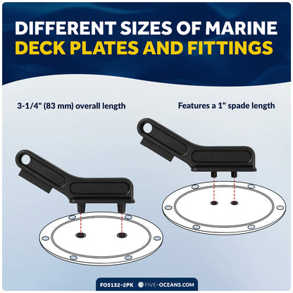 Marine Deck Plate Key, 2 Sizes, Black Nylon, 2-Pack