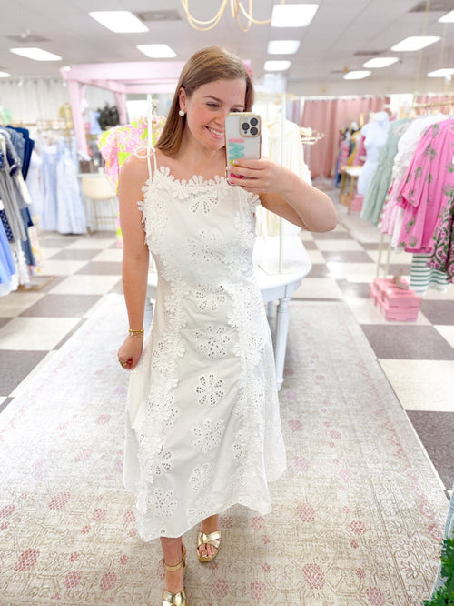 Mary Midi Dress (White)