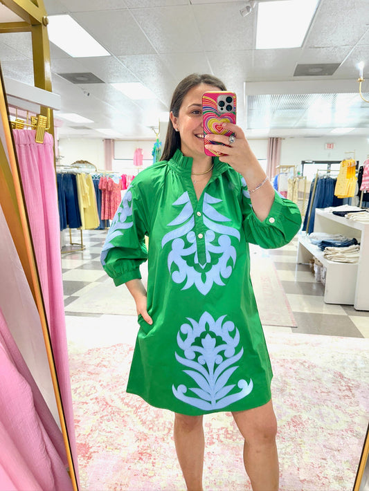 Mayan Dress (Green/Blue)
