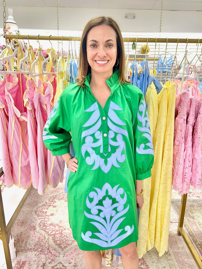 Mayan Dress (Green/Blue)