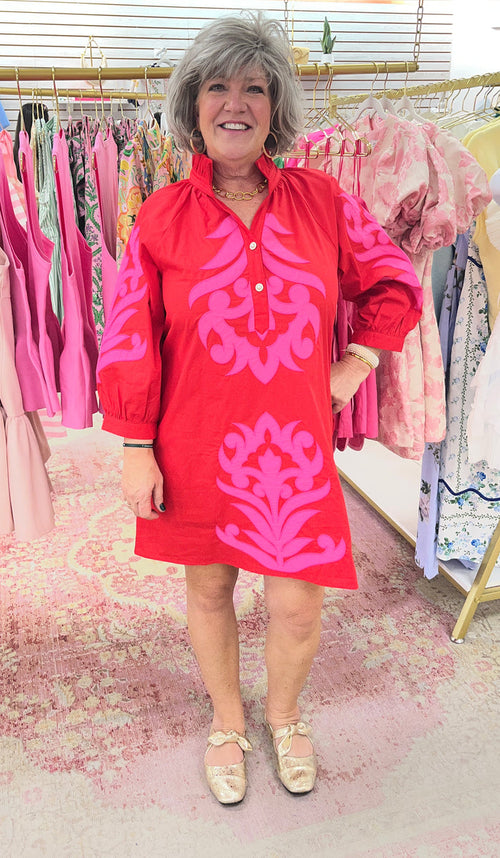 Mayan Mini Dress (Red/Pink)
