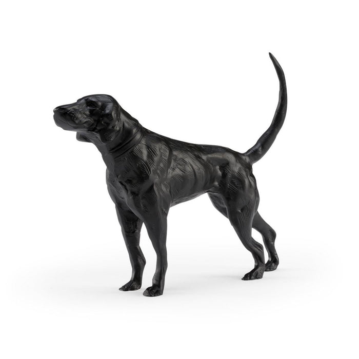 Matte black hunting dog sculpture with a minimalist design, standing 9.25 inches tall on a white background.