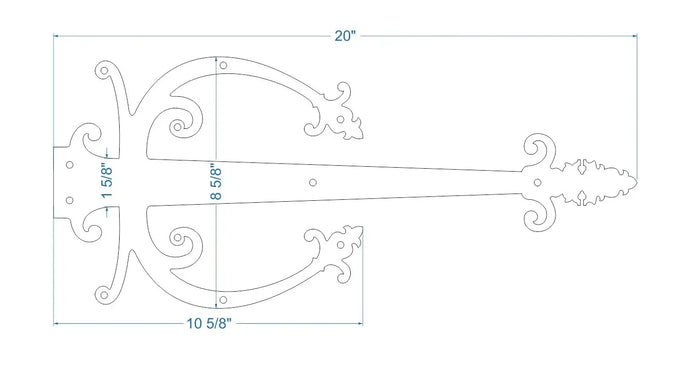 Medieval Iron Garage Door Dummy Hinge Strap - Old West Iron