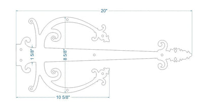 Medieval Iron Garage Door Dummy Hinge Strap - Old West Iron