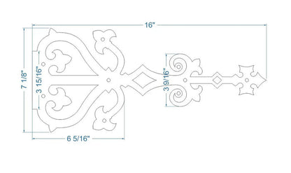 Medieval Reconquista Iron Garage Door Dummy Hinge Strap - Old West Iron
