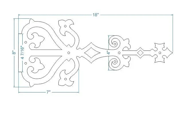 Medieval Reconquista Iron Garage Door Dummy Hinge Strap - Old West Iron