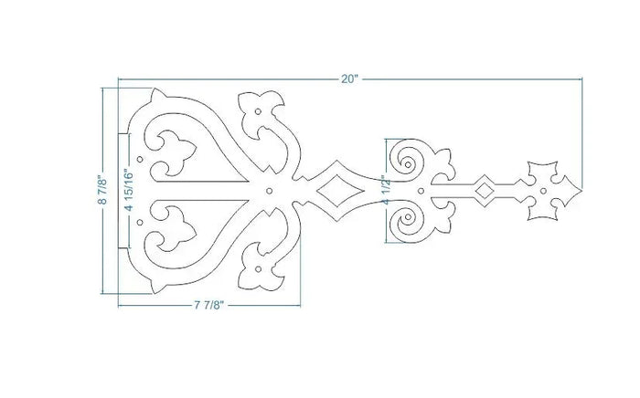 Medieval Reconquista Iron Garage Door Dummy Hinge Strap - Old West Iron