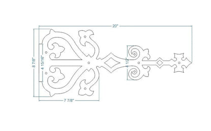 Medieval Reconquista Iron Garage Door Dummy Hinge Strap - Old West Iron