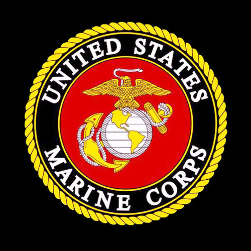 Military Fabric, Marine Fabric, Marine Emblem on black, 3725 - Beautiful Quilt