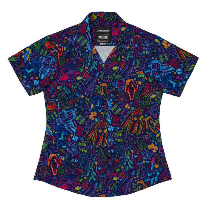 RSVLTS XS RSVLTS® Minecraft "Blacklight Blocks" Women's _ KUNUFLEX Short Sleeve Shirt Minecraft "Blacklight Blocks" Women's _ KUNUFLEX Short Sleeve Shirt