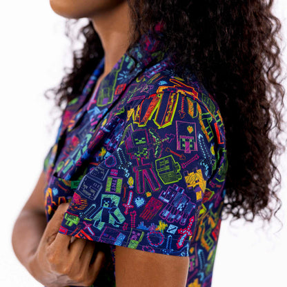RSVLTS Minecraft Women's Short Sleeve Shirt Minecraft "Neon Block Party" – Women's KUNUFLEX Short Sleeve Shirt Minecraft "Neon Block Party" – Women's KUNUFLEX Short Sleeve Shirt