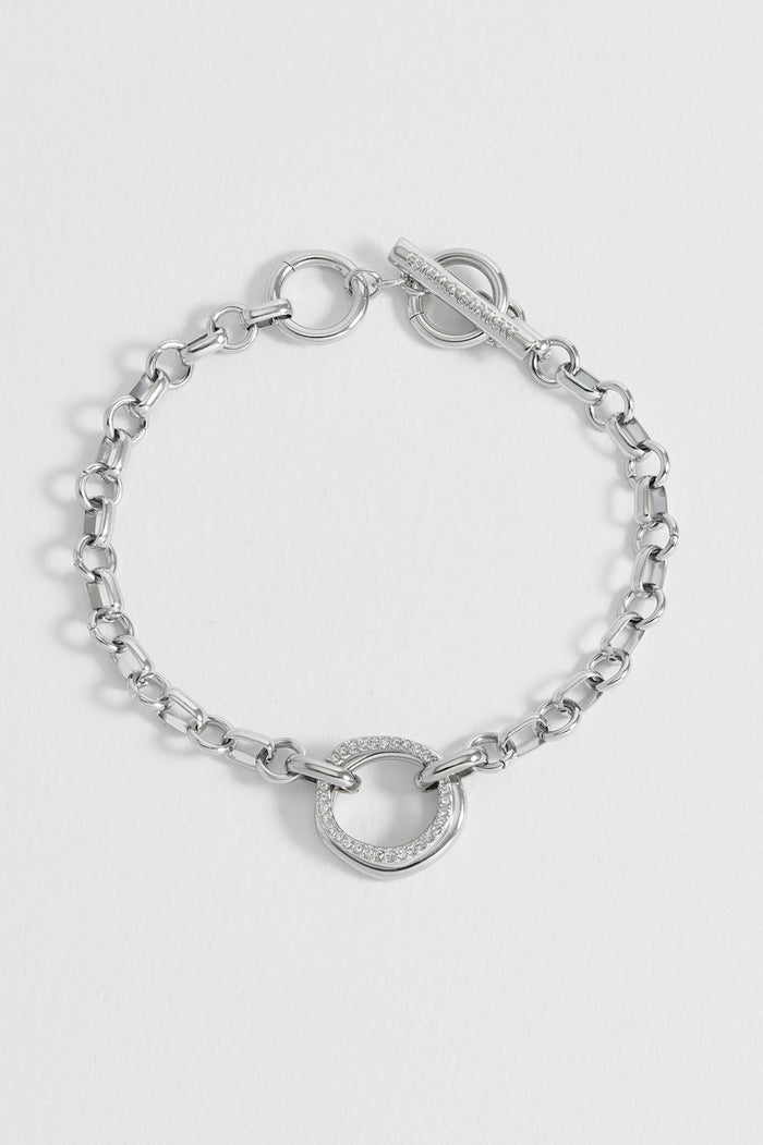 Molten Ring Pave T-Bar Bracelet