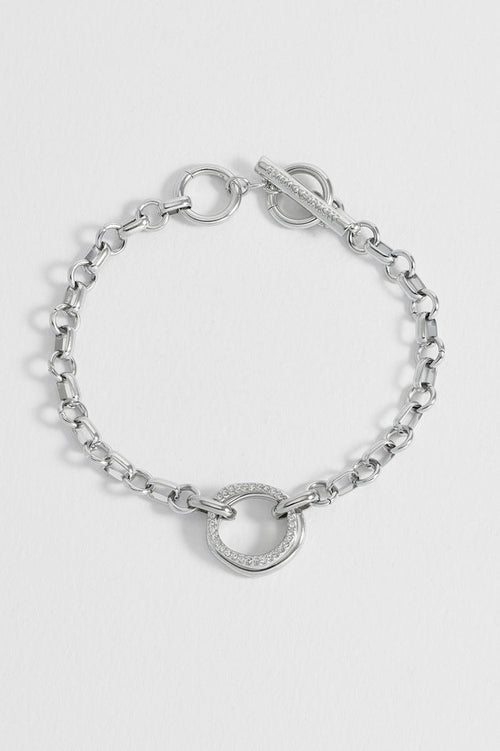 Molten Ring Pave T-Bar Bracelet