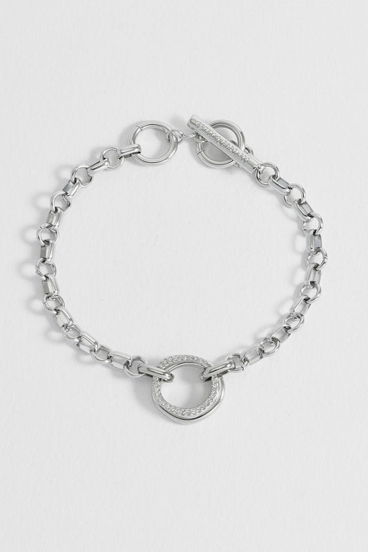 Molten Ring Pave T-Bar Bracelet