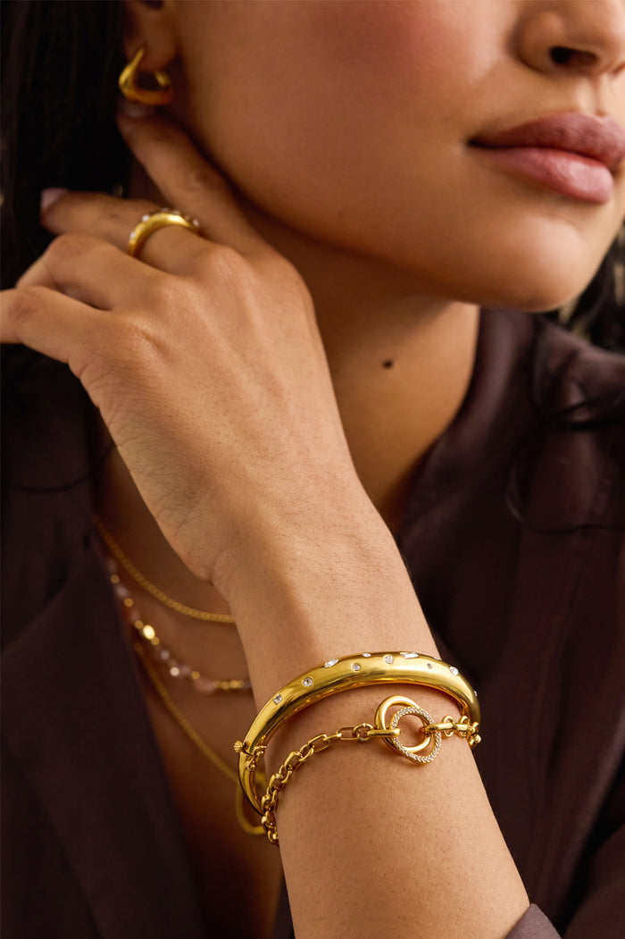 Molten Ring Pave T-Bar Bracelet