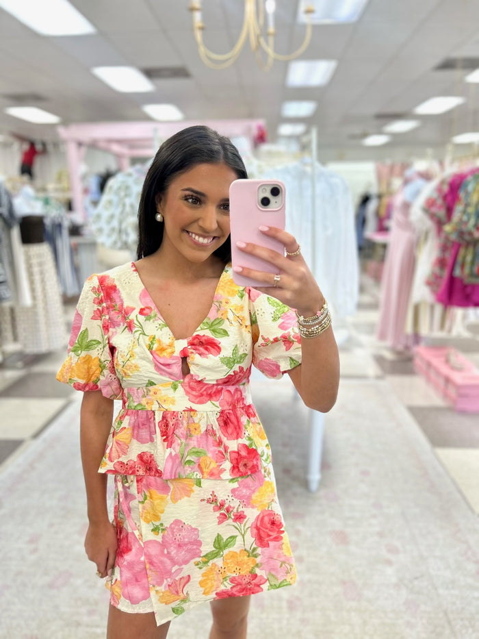 Monet Peplum Top/Skort Floral Eyelet Set