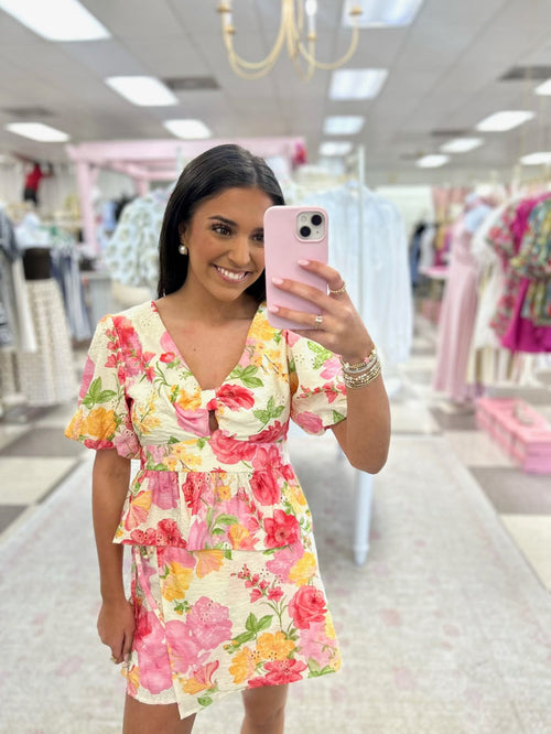 Monet Peplum Top/Skort Floral Eyelet Set
